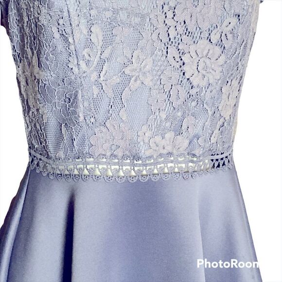 City Studios Juniors' Lace & Scuba Fit & Flare Party Dress Periwinkle - Picture 8 of 16